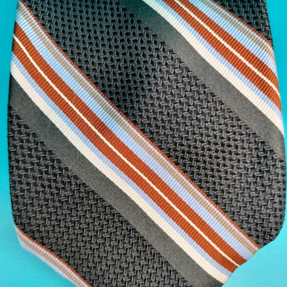 Robert Talbott Men's Striped Tie  Gray Multicolored Finest Silk Handsewn Retro